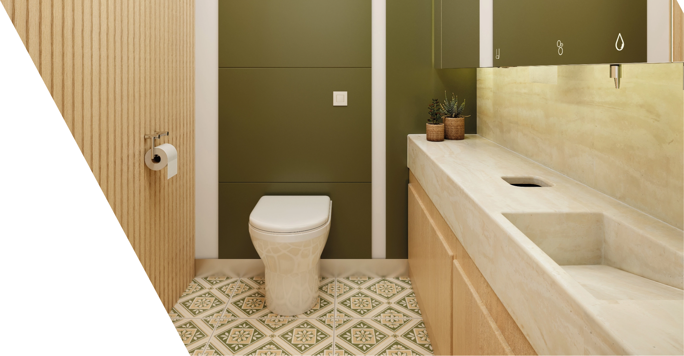 Solid surface vanity and bathroom interior